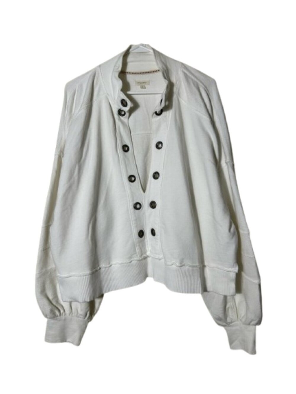 Anthropologie pilcro white grommet detail oversized sweatshirt womens L
